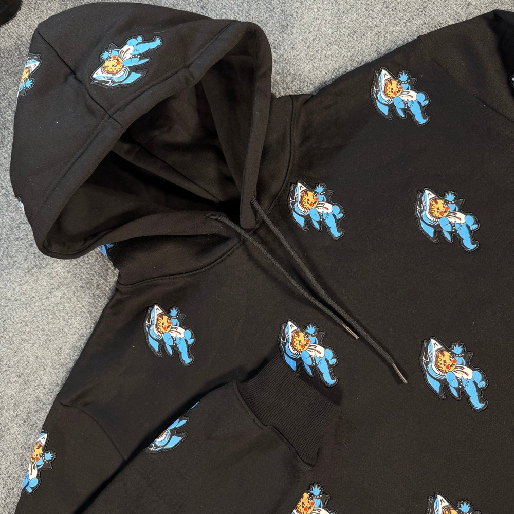 Goldset Merch Black Shark Kewpie All Over Print Hoodie Large #4699